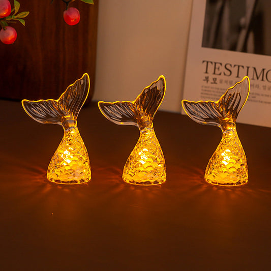 Birthday Gift Mermaid Tail Night Light Electronic Candle Atmosphere Light Healing Luminous Small Ornaments For Best
