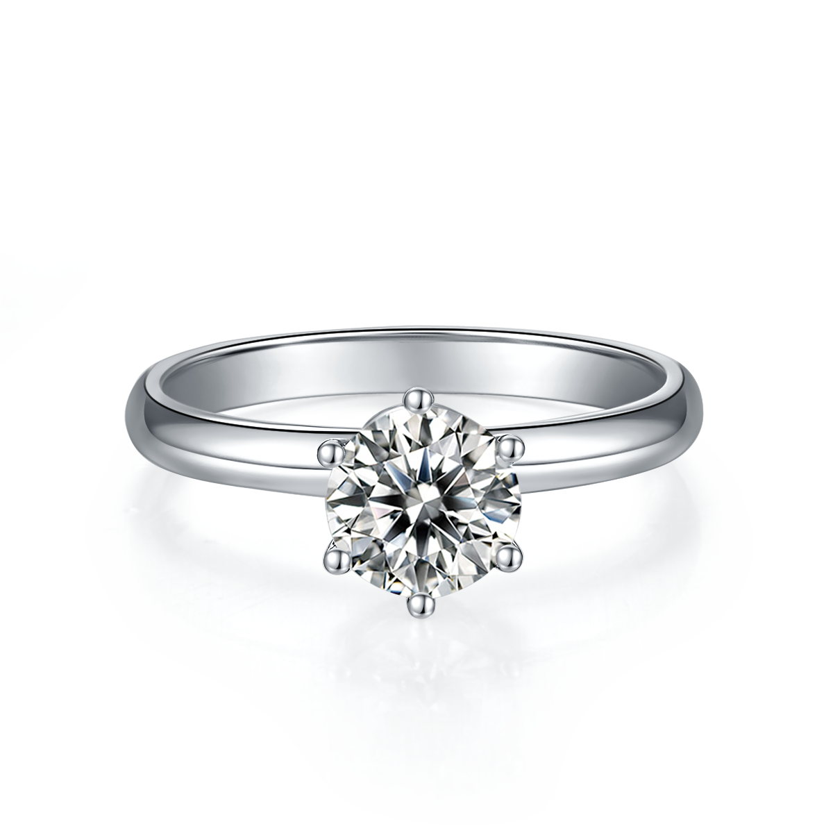 S925 Sterling Silver 1ct Moissanite Engagement Ring, D-VVS1 6-Prong Solitaire With Pave Collar, US Sizes 5-9, GRA Certificate Gift Box