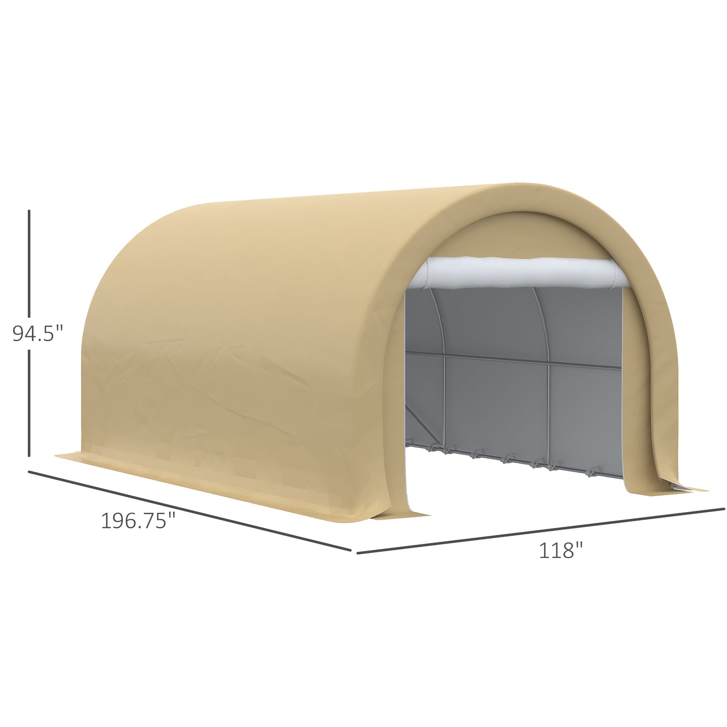 10' X 16' Carport, Heavy Duty Portable Garage Storage Tent With Large Zippered Door, Anti-UV PE Canopy Cover For Car, Truck, Boat, Motorcycle, Bike, Garden Tools, Outdoor Work, Beige