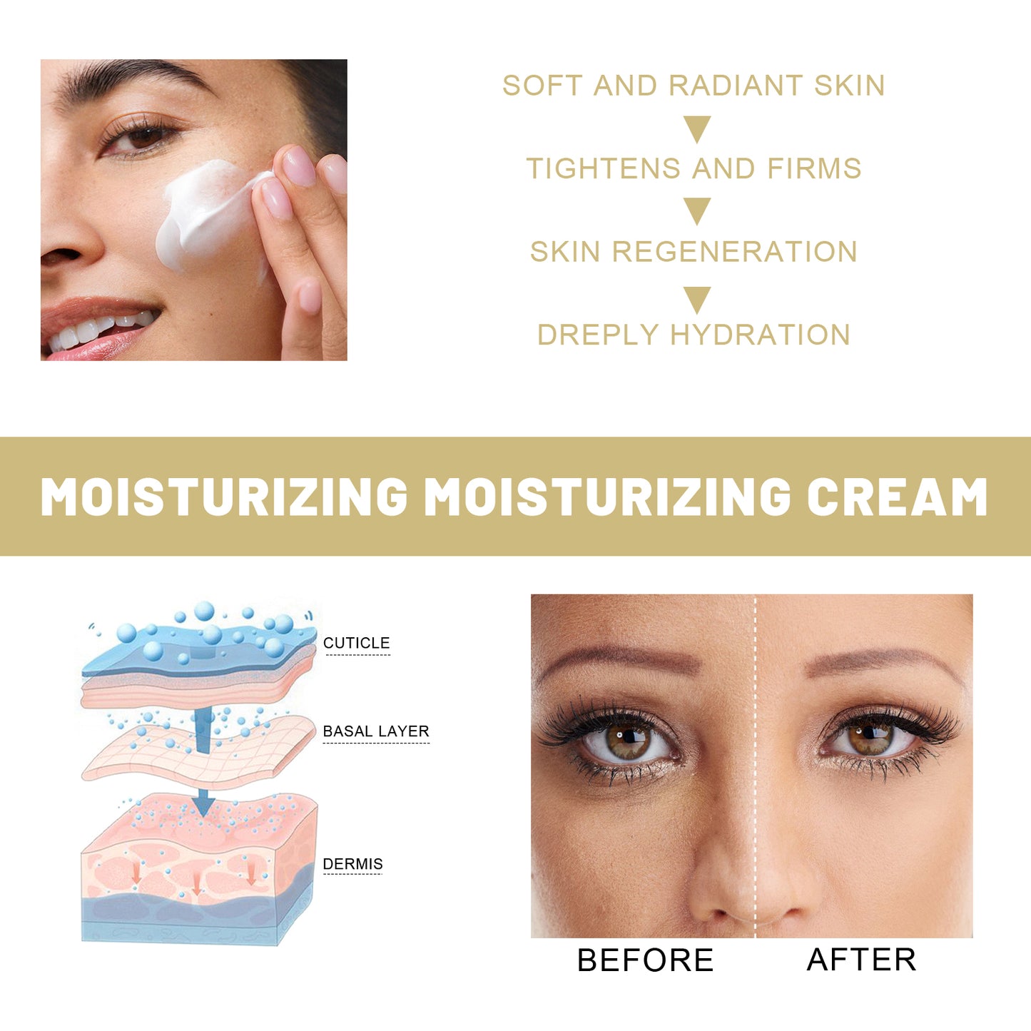 EELHOE Collagen Cream, Brightening Moisturizing Facial Skin And Smoothing Fine Lines Cream