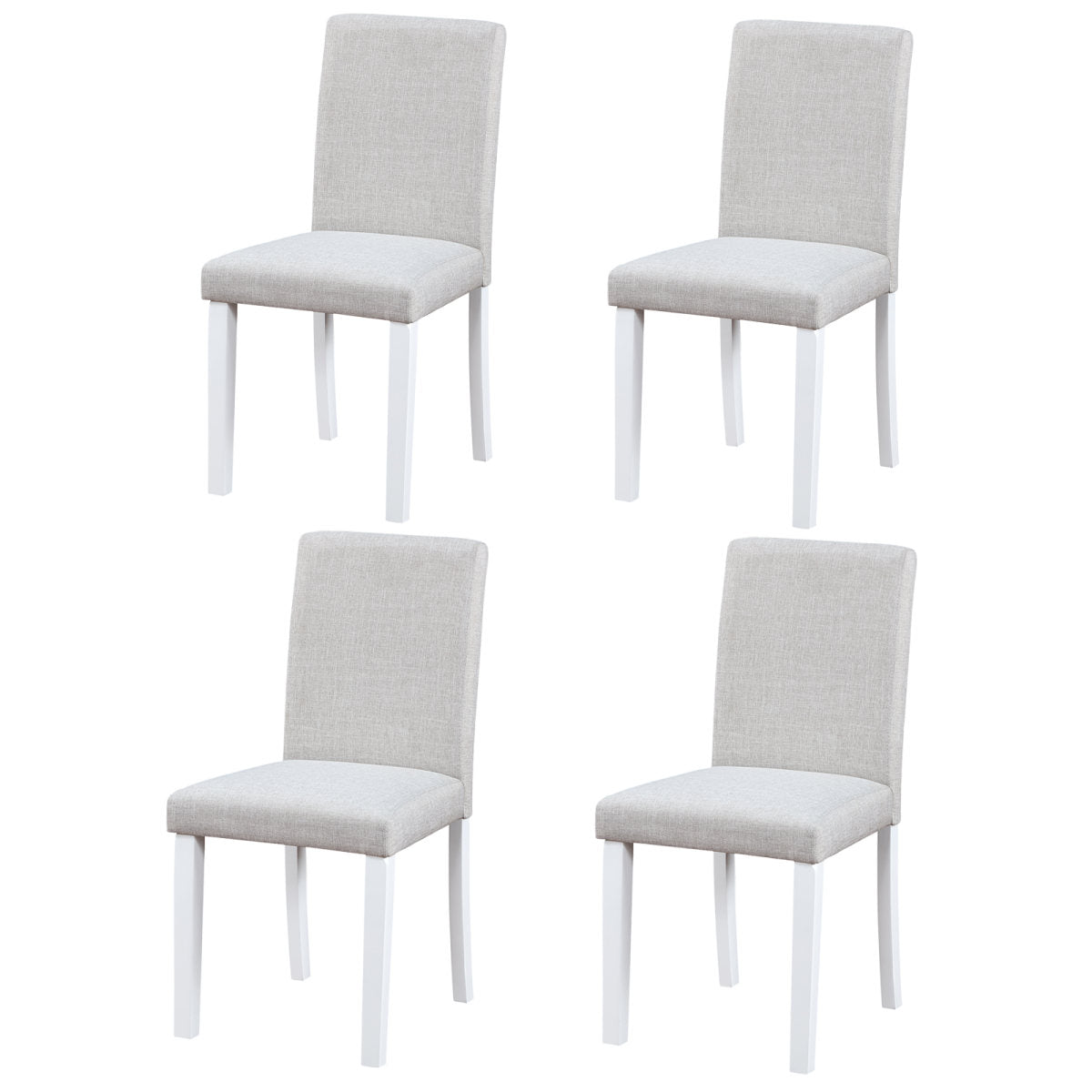 Dining Chairs Only, Dining Chairs set for 4, Kitchen Chair with Padded Seat, Side Chair for Dining Room, White & Gray