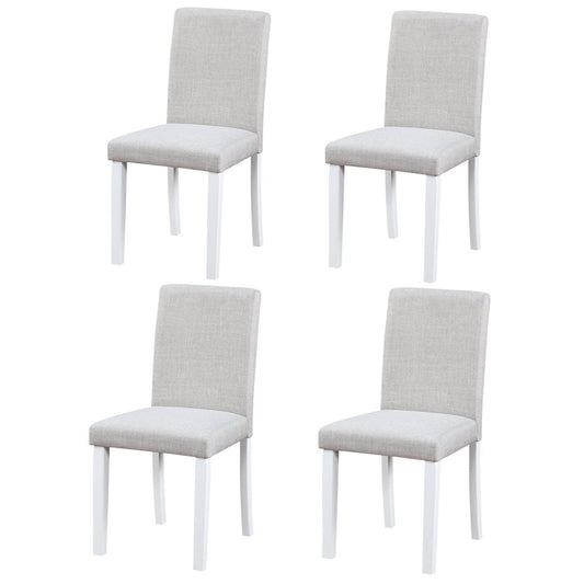 Dining Chairs Only, Dining Chairs set for 4, Kitchen Chair with Padded Seat, Side Chair for Dining Room, White & Gray