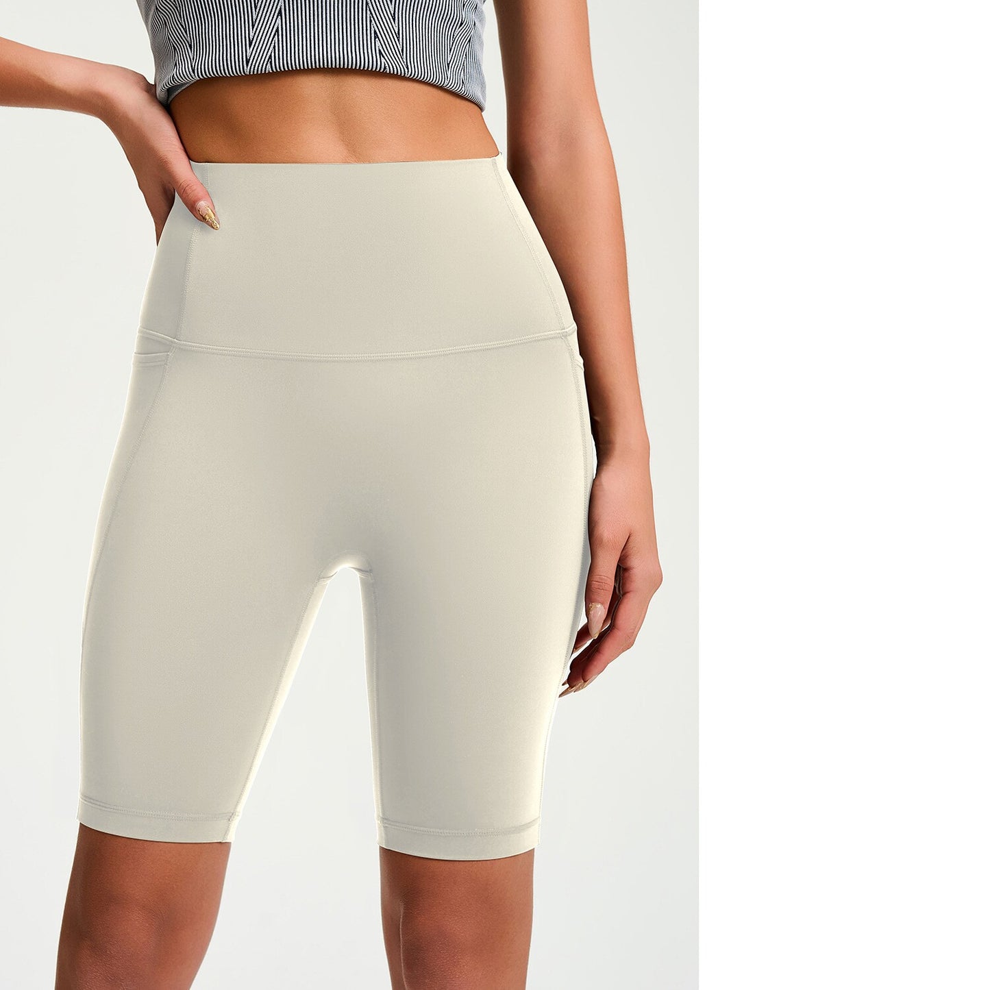 Women's High-Waisted Tight Mid-Length Naked-Feel Yoga Shorts With Butt Lifting, Quick-Dry Fabric For Sports, Fitness And Outdoor Cycling Wear