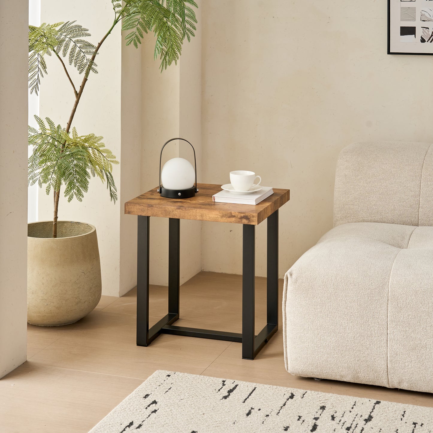 Walnut Night Stand,MDF SideTable, Small Tea Table, Sofa Table With Metal Leg