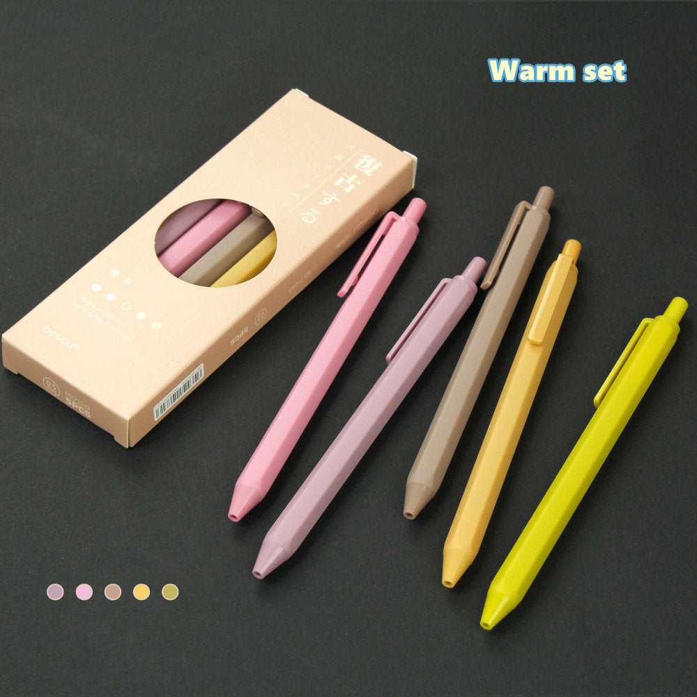 Retro Color Gel Pen Hexagonal Push K-35