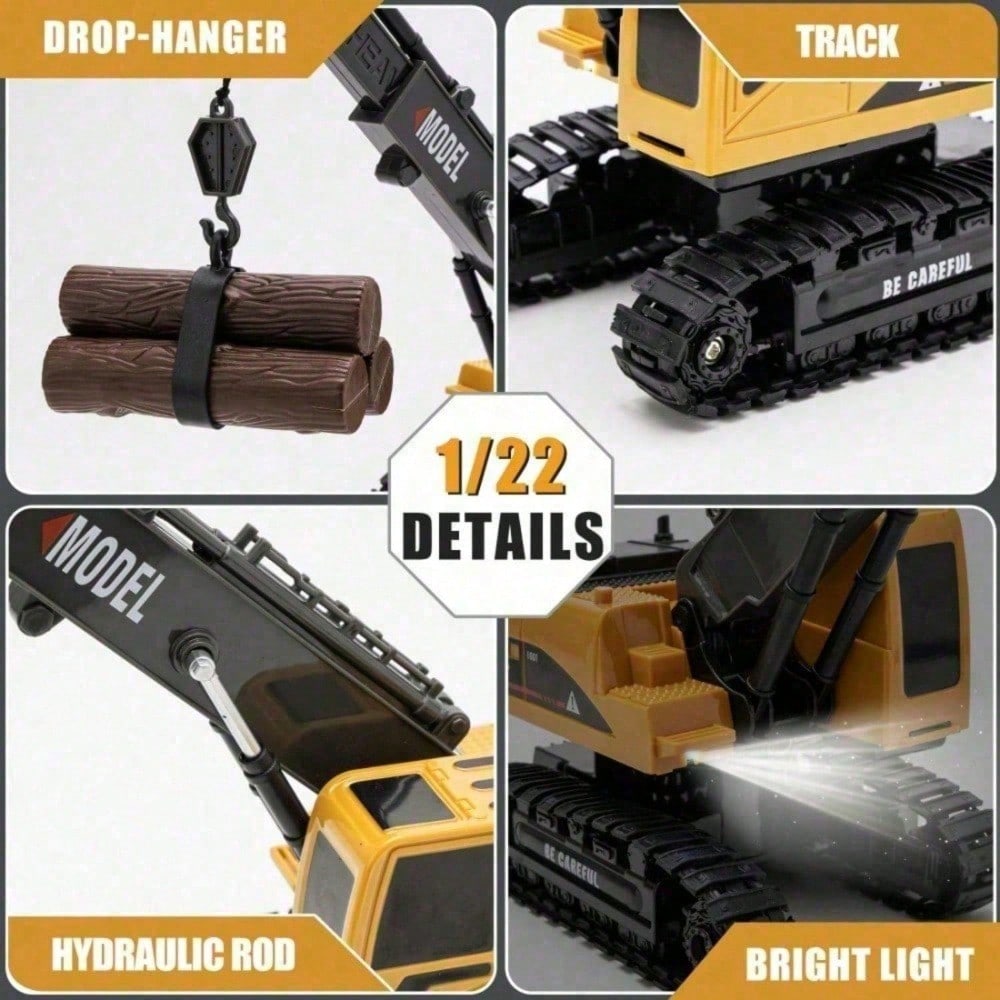 Kids 2 In 1 RC Crane Truck. An Educational Construction Toy With Flashing Lights, Logs, And DIY Accessories. A Fun And Interactive Christmas Present That Encourages Creativity And Problem Solving.