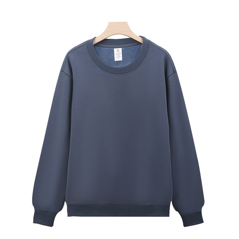 Heavy Chinese Cotton Round Neck Sweater Solid Color Korean Style Loose Casual Long Sleeves