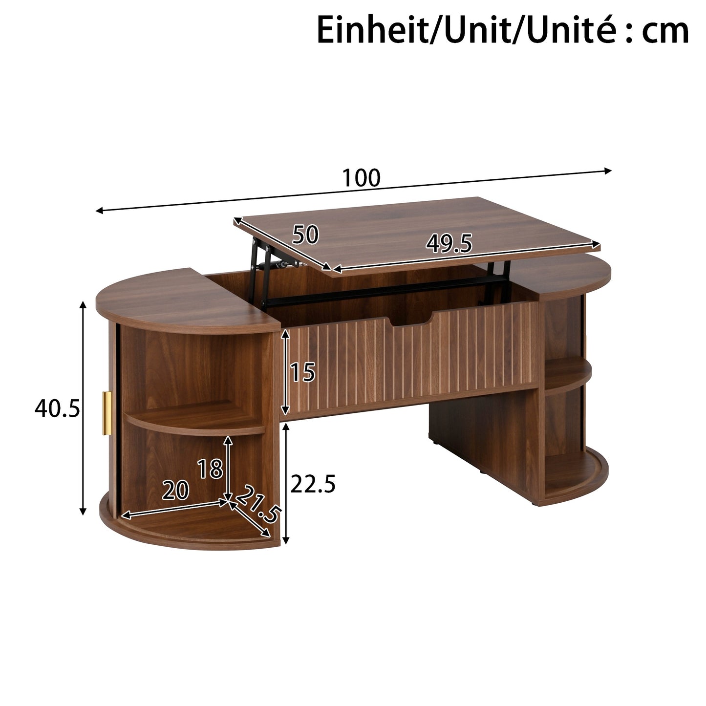 Modern Height Adjustable Coffee Table , Height Adjustable Coffee Table For Living Room , Open Shelves And Hidden Storage , Sliding Doors , Ideal For Small Homes And Home Offices