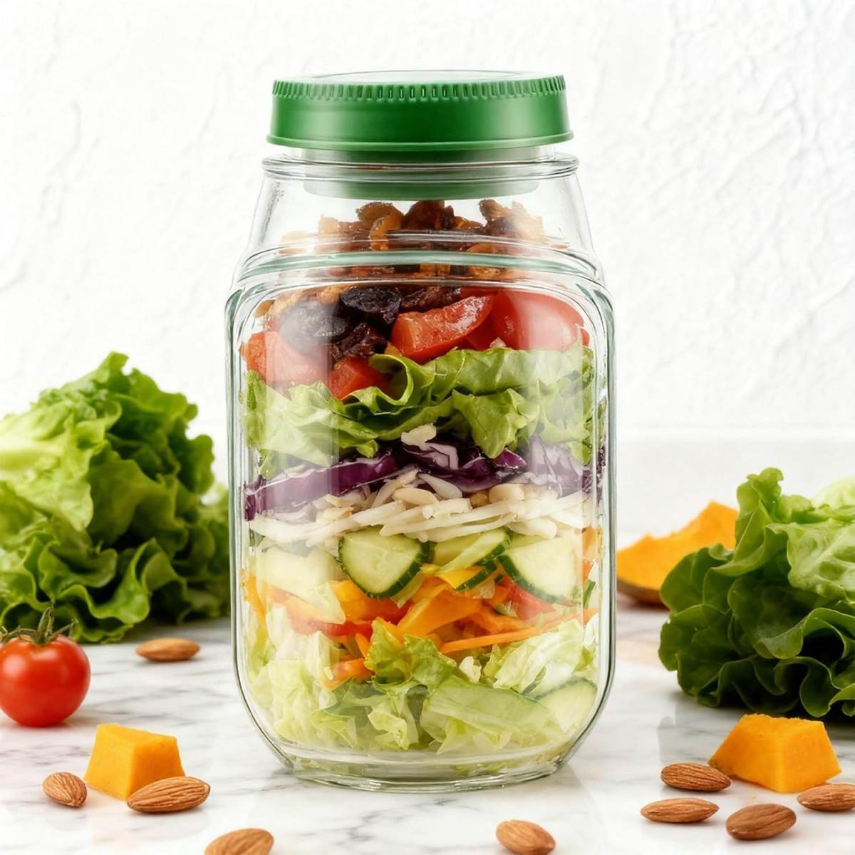 Salad Container With Side Opening, Leak-Resistant Design With Dressing Cup & Lid, Dishwasher & Freezer Safe For Office, Travel & Outdoors.