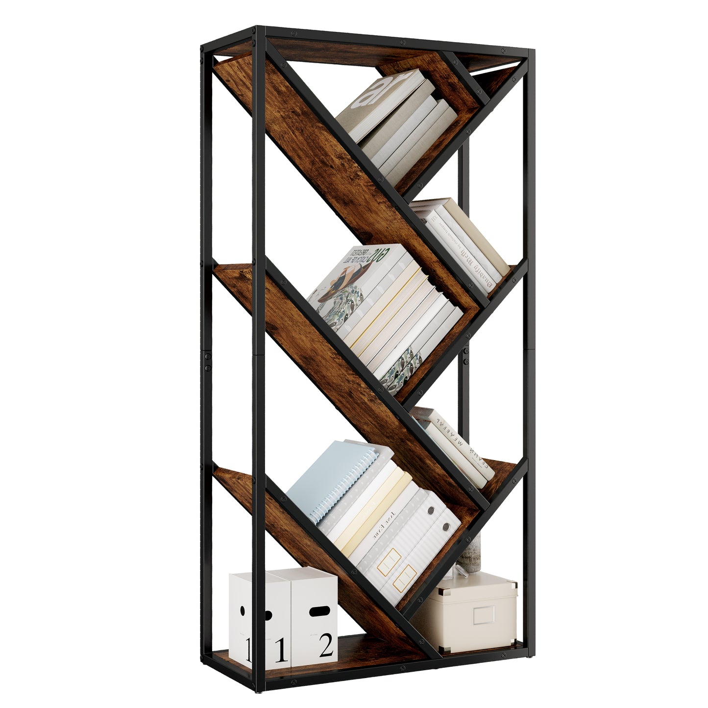 80x35x160cm Tree Shelf Stand Shelf 8 Tiers, Corner Shelf Space Saving, Storage Shelf For Bedroom, Living Room, Home Office, Stable, Anti-Tilt, Bookcase, Shelf