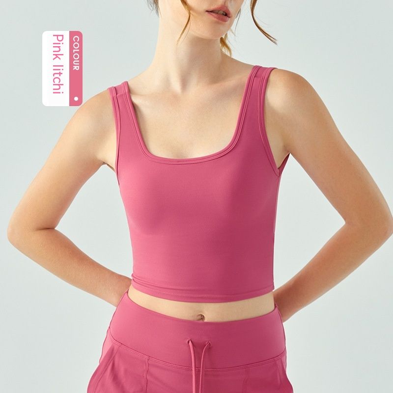 Yoga Vest Women's Water Drop Semi-fixed Cup Nude Cross Beauty Back Sports Bra