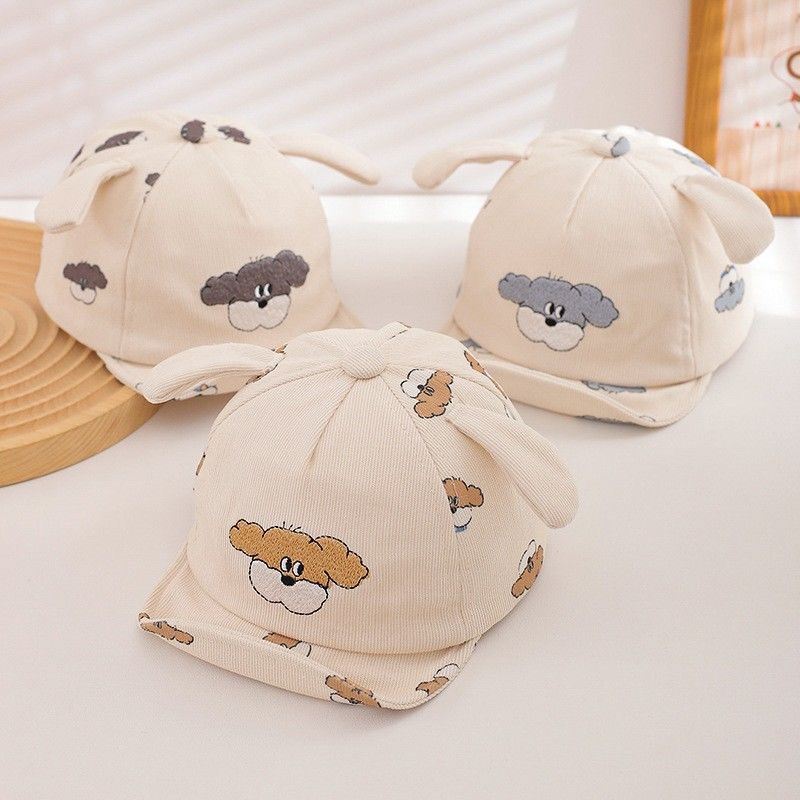Summer Boys And Girls' Embroidered Cartoon Dog Pattern Soft Brimmed Baseball Cap, Suitable For Outdoor Outings, Shopping And Fun Activities.