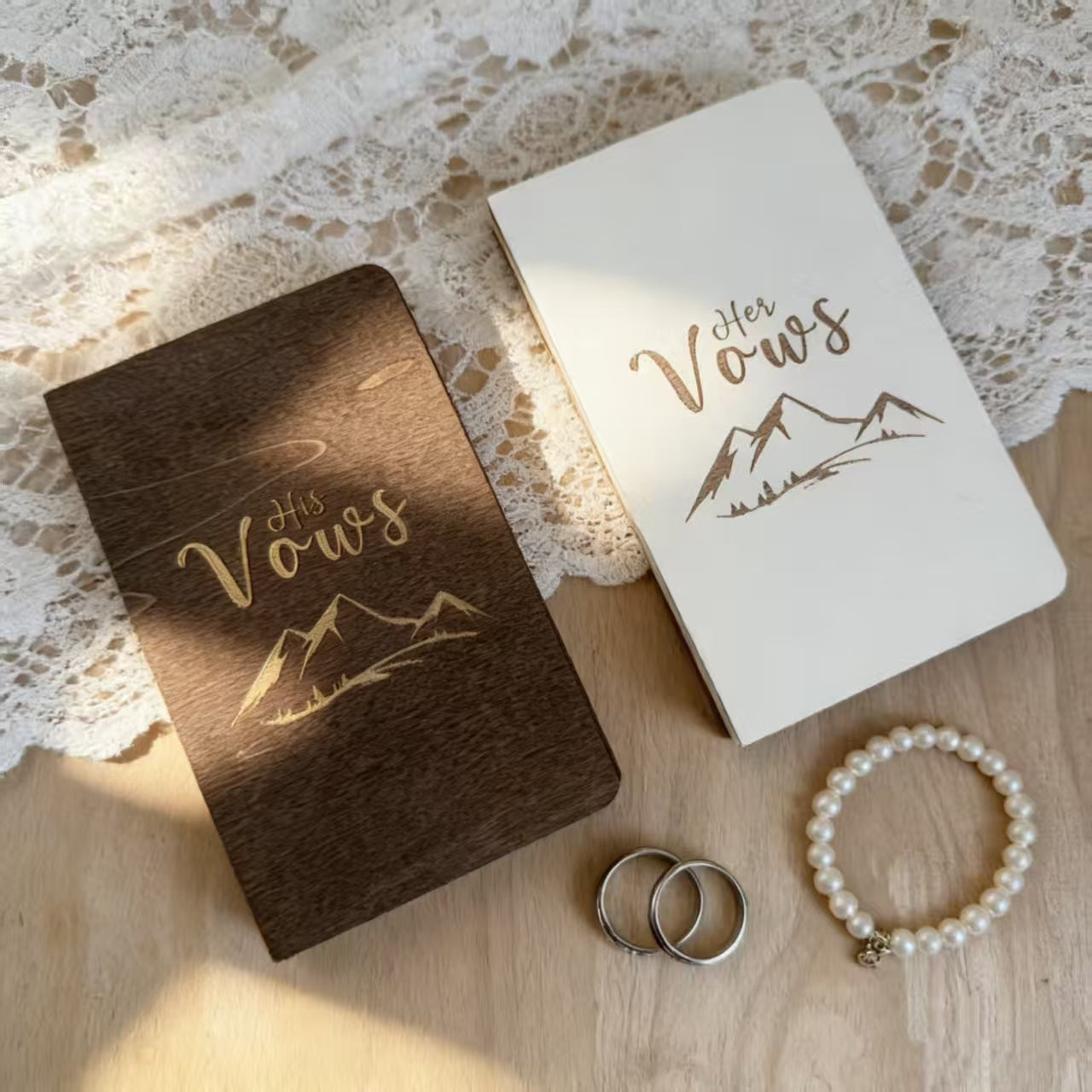 Wooden Wedding Vow Book Handwritten Love Oath Wedding Keepsake Gift