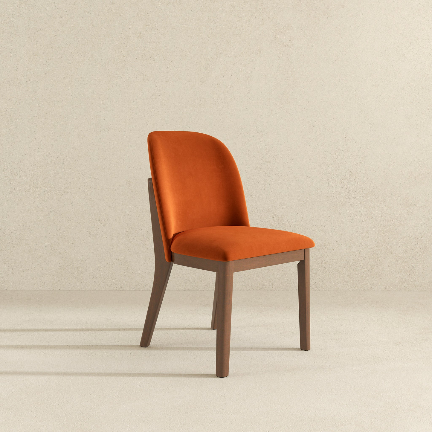 New Design Dining Kitchen Mid-Century Modern Chairs With Wood Legs Kaitlyn  Burnt Orange Velvet Dining Chair   Set Of 2   33