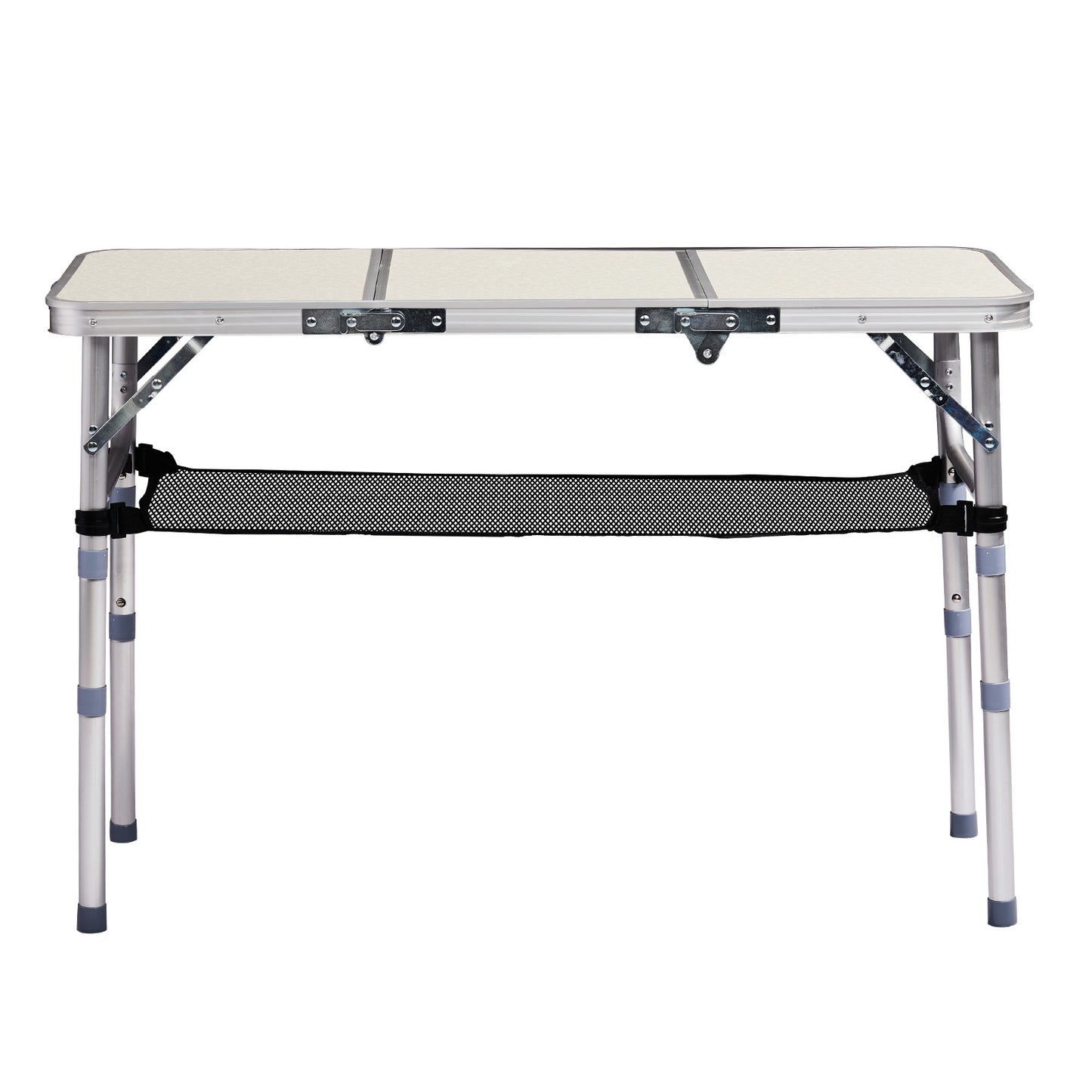 3ft Portable Adjustable Height Aluminum Folding Camping Table With Mesh Storage Shelf, Outdoor Picnic Beach BBQ Side Desk