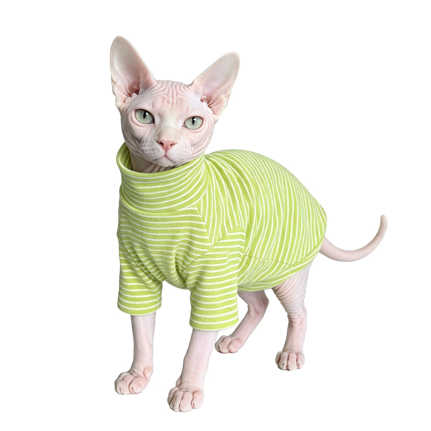 Sphynx Cat Clothes For Cats Only, Narrow Striped Sphynx Shirt Clothes T-Shirts Sweatshirt With Sleeves, Soft Kitten Sphinx Clothes Pet Apparel Devon Rex,Cornish Rex,Peterbald