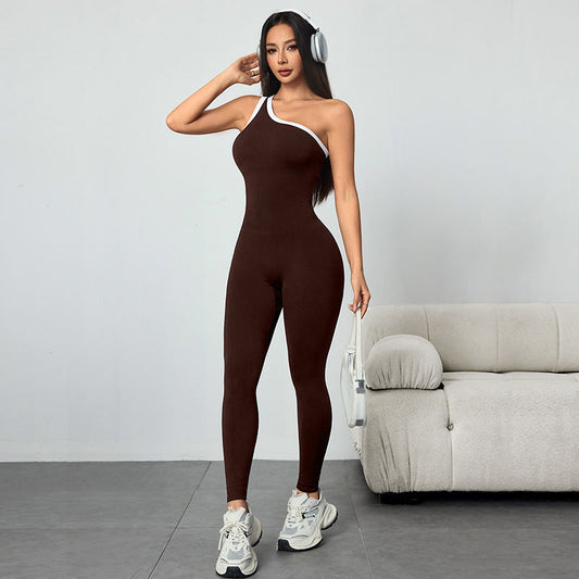 Seamless One-piece Womens Athletic Fitness Jumpsuit