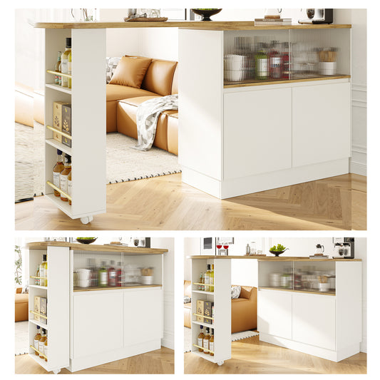 N620P20771617W 360 Rotatable Edible Bar  Main Body 90 X 45 X 100 Cm , Modern, Simple, Multifunctional, Swivel Sideboard With Shelves And Glass, Suitable For Kitchens And Restaurants