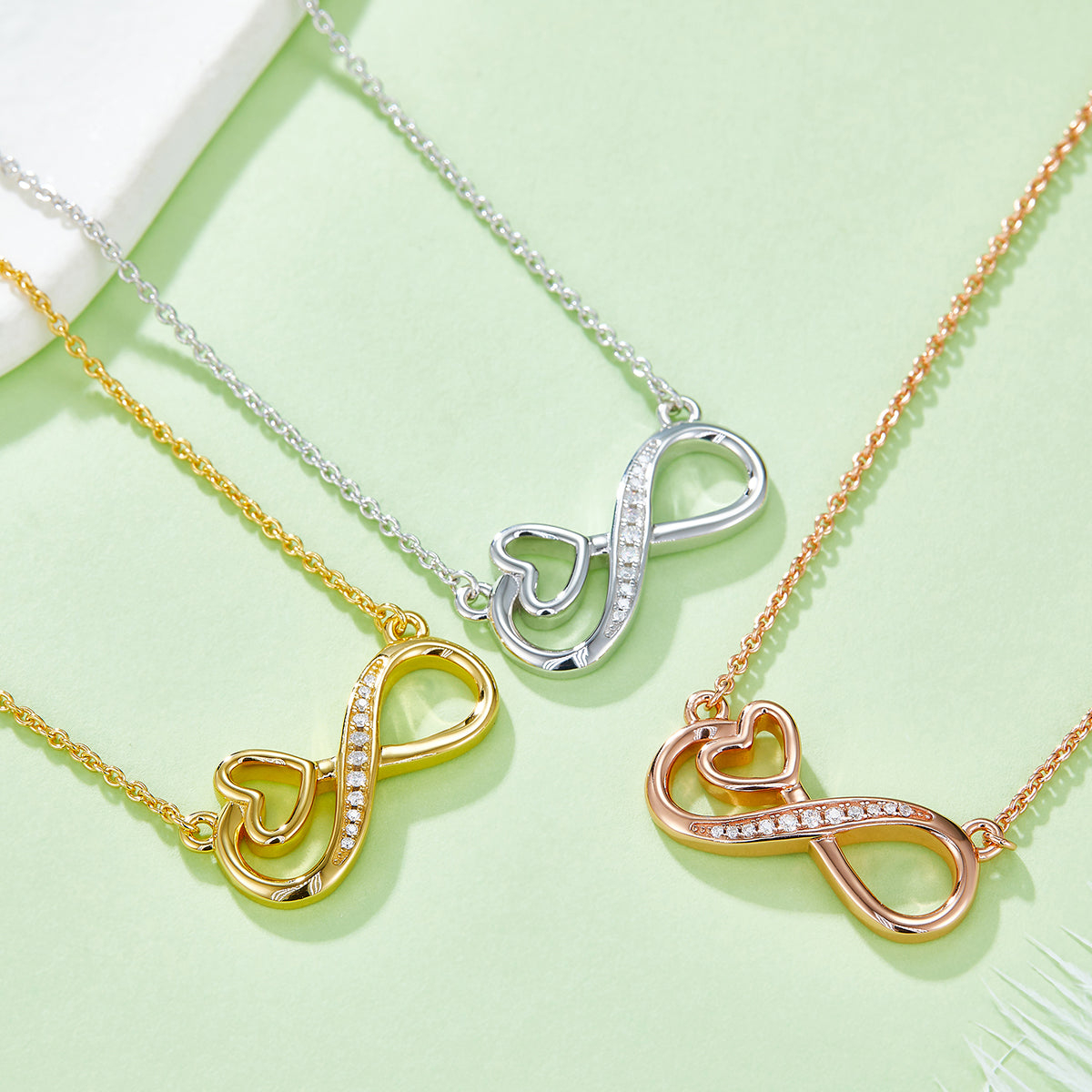 3.7g S925 Sterling Silver 11 Stone Moissanite Infinity Heart Necklace 45cm  Platinum Plated Pendant With GRA, Romantic Jewelry Gift Box Set For Women