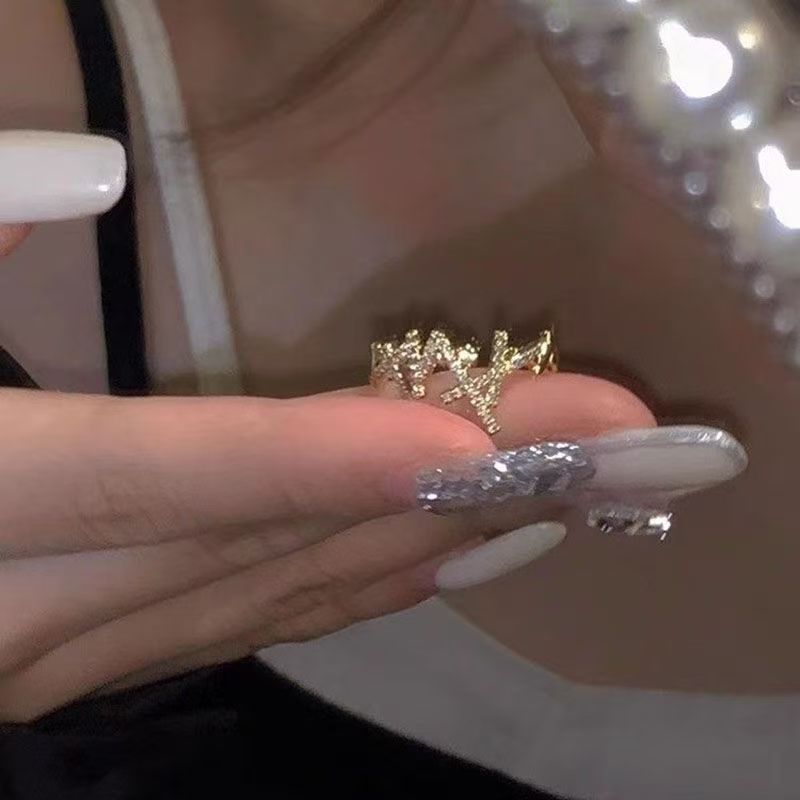 2PC Y2K Bling Zircon Open Ring, Korean & Japanese Style, Elegant All-Match, Minimalist INS Niche Index Finger Ring