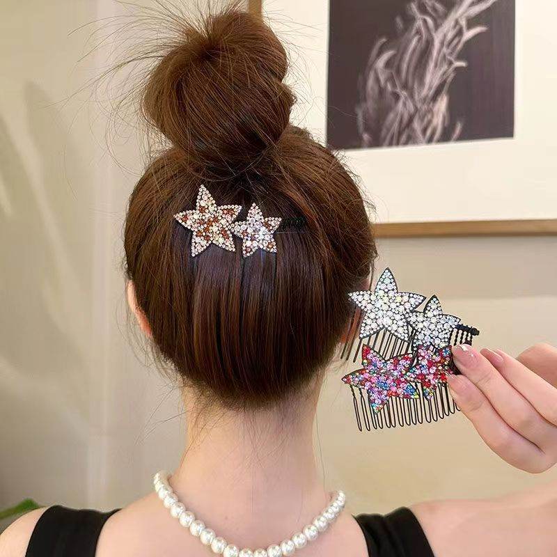 Female Rhinestone Five-pointed Star Back Head Organize Fantastic Hair Accessories