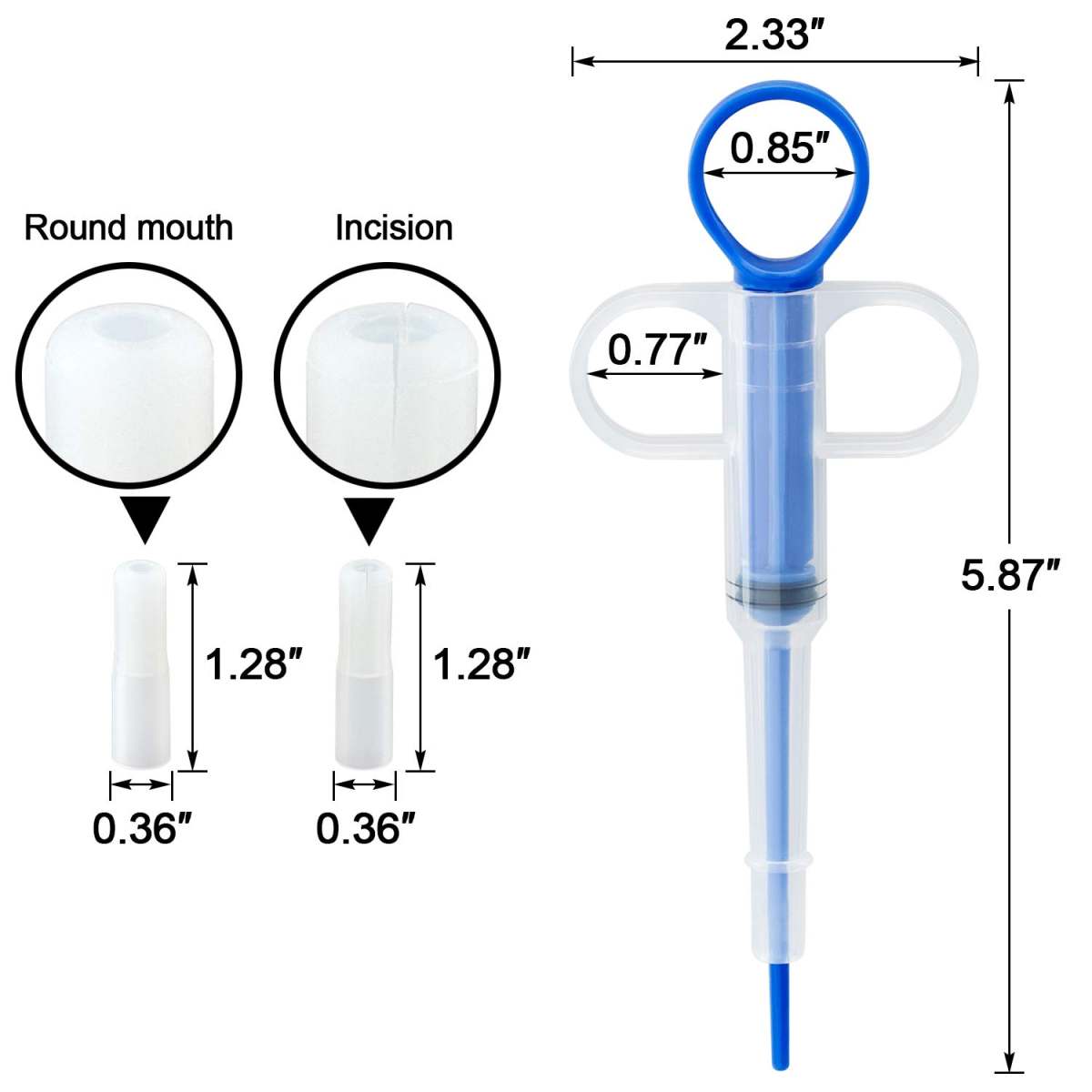 Cat Pill Shooter, Pill Popper For Cats & Dogs, 2-in-1 Pet Piller  Anti-drop Syringe For Tablets & Liquid. Easy Admin For Small Animals. Soft Rubber Tip Protects Gums