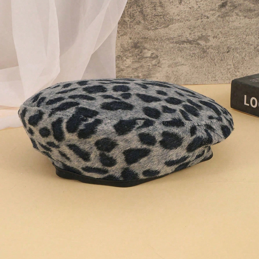 Men's And Women's Identical Leopard Print Texture PU Leather Base Cap To Enhance The Atmosphere, Sweet And Cool Girl Style Fedora Hat, Suitable For Outdoor Shopping, Daily Dates.