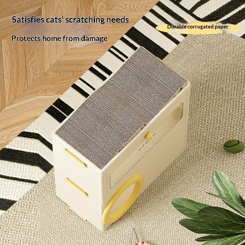 Multi-functional Pet Storage Box With A Cat Scratcher