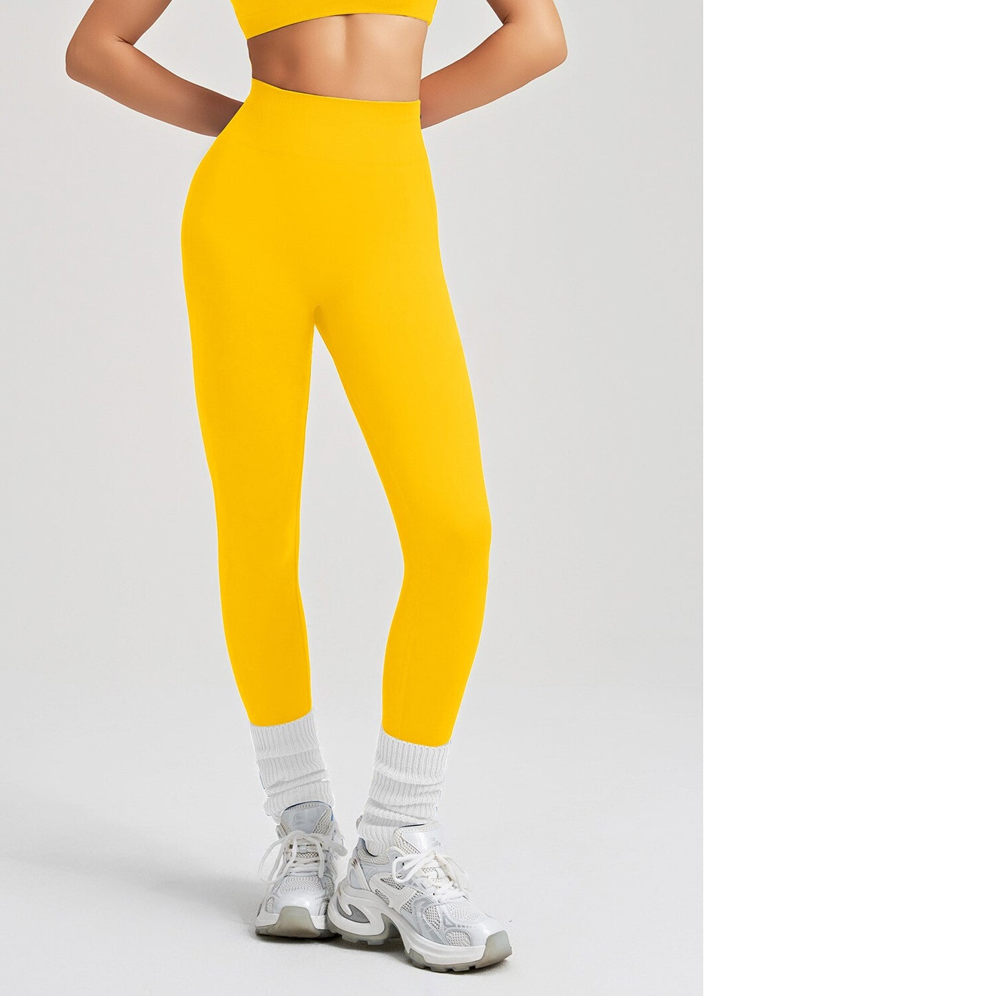 High-Elastic Seamless Knit Yoga Pants For Women, Peach Hip Lifting Workout Leggings For Training, Fitness & Running, Summer Style