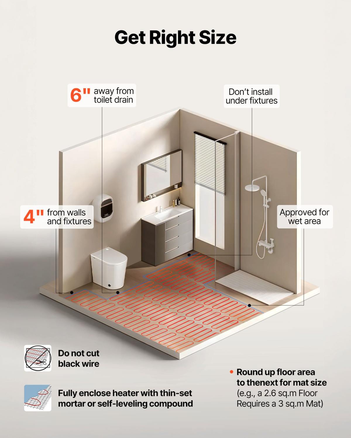 200 Sqft Underfloor Heating Cable Kit, 240V Electric Radiant Heated Floor System, With Smart Control Thermostat & Alarm, Easy Installation For Tile, Stone, Vinyl, Home Improvement