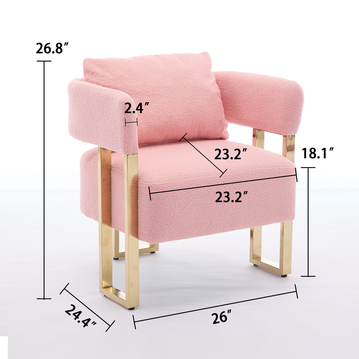 TS Modern Decorative Chair, Living Room Side Chair With Gold Metal Legs, No Wheels, Suitable For Dressing Area, Reception Room, Office,Teddy Fleece Upholstered Metal Foot Sofas 2PCS