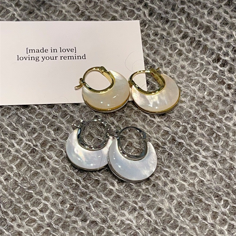 Natural Double-Sided White Mother Of Pearl Ear Cuffs Old Money Style New Premium Heavy Industry