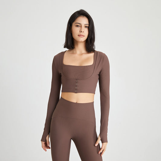 Women's Running Fitness Outwear Blouse Yoga Clothes Long-sleeved Top