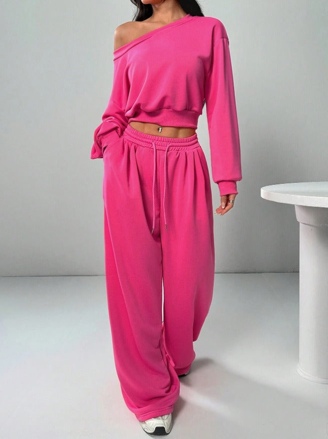 New Arrival Solid Color Fashion Casual Women's Two-Piece Outfit Set