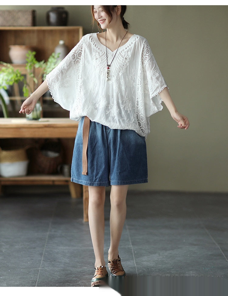 Summer Fashion Loose Fitting Plus Size Short Sleeve Tunic