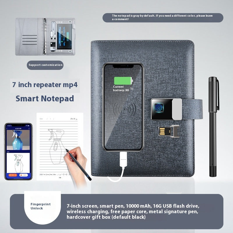 Multifunctional Video Playback Notebook Fingerprint Lock Wireless Charging Notepad
