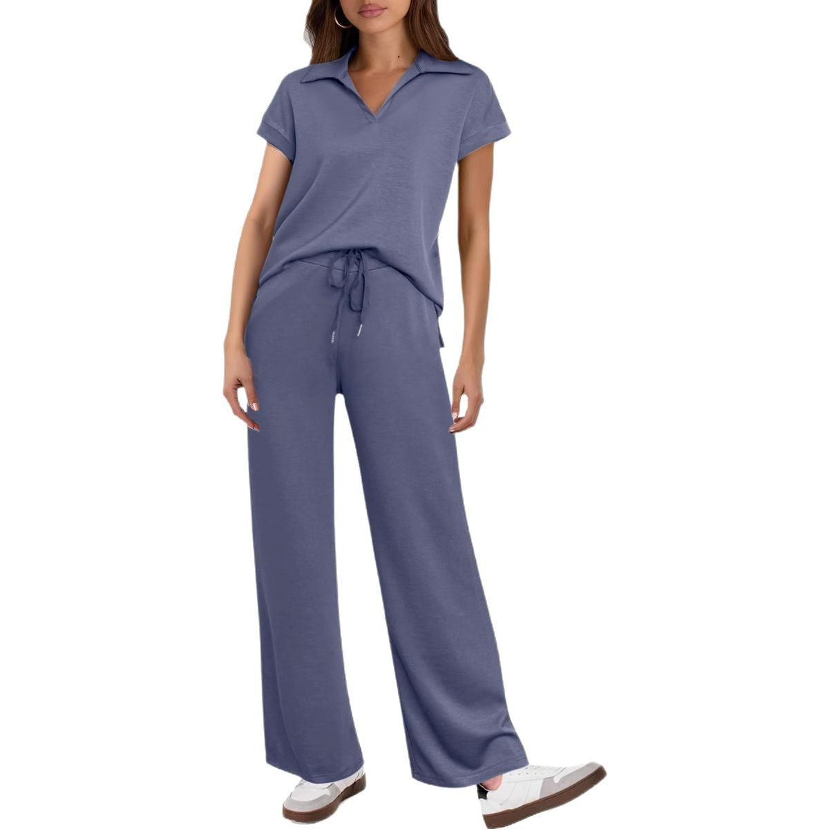 Women's Casual Fashion Solid Color Short Sleeved Set
