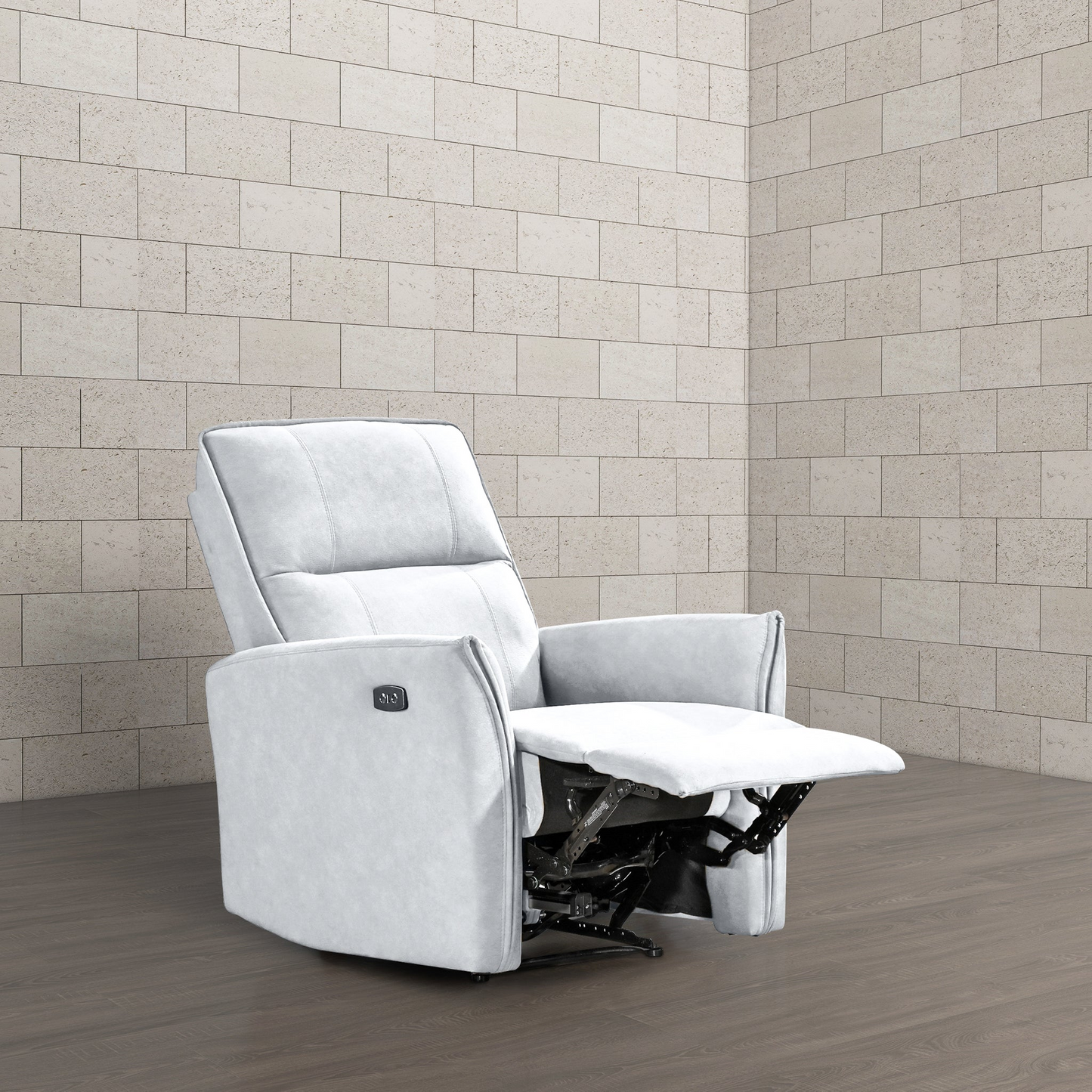 Top Quality Asheville Mid-Century Modern Recliner Chair With Infinite Position Design In Light Gray Italian Suede 41   H X 33   W X 29  D For Living Room Apartment Study Room Office