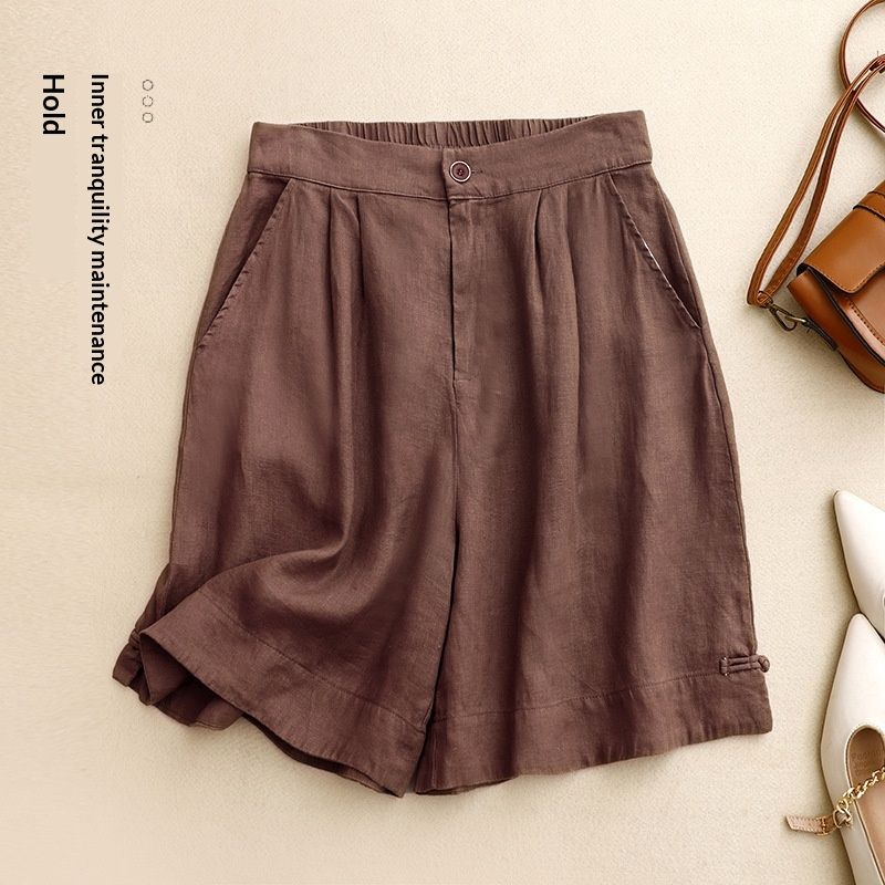 Womens Summer New Wide-leg Cropped Trousers