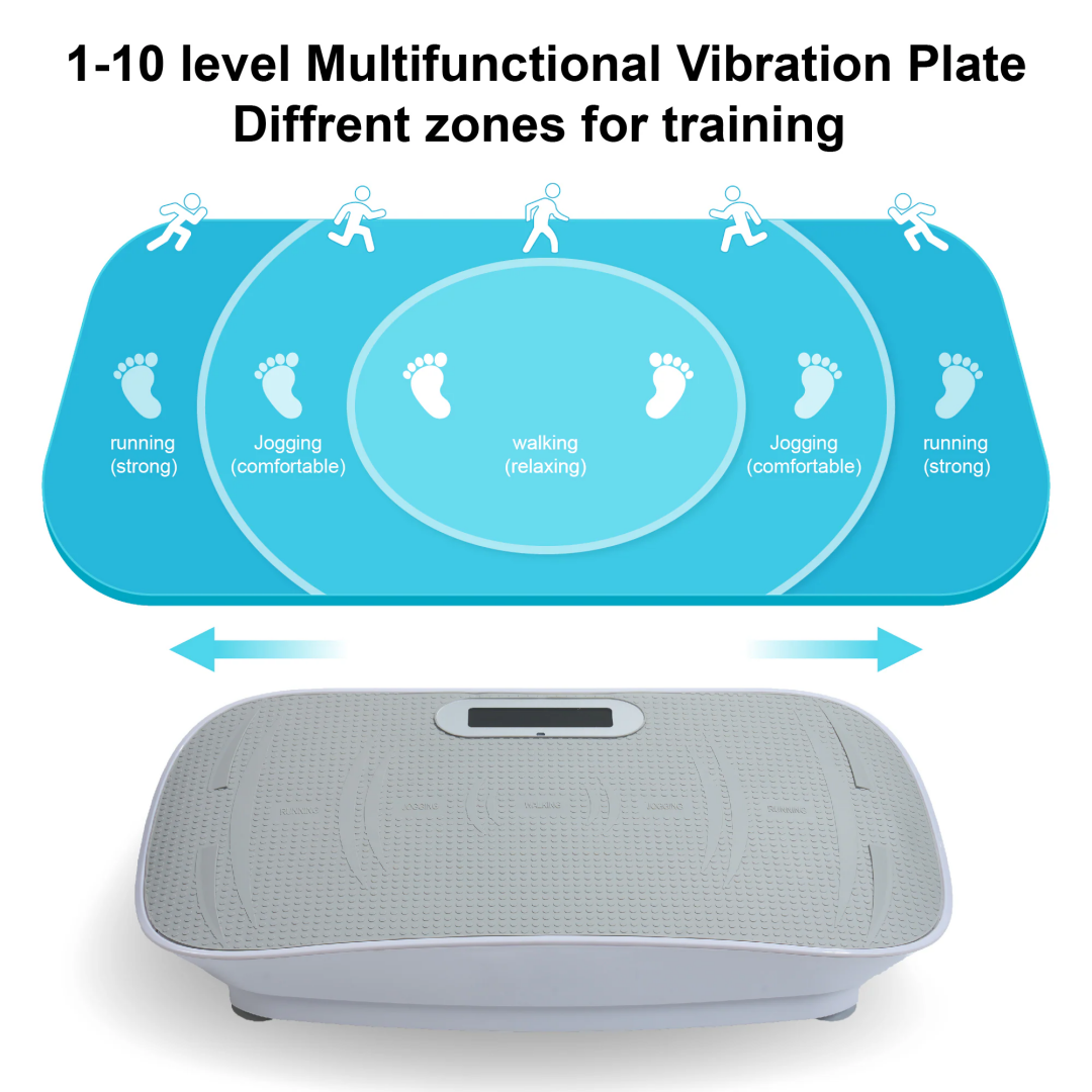 Full Body Vibration Platform Crazy Fitness Massage 10-Frequency Weight Loss & Fat Burner Shaking Machine For Unisex Grey 034