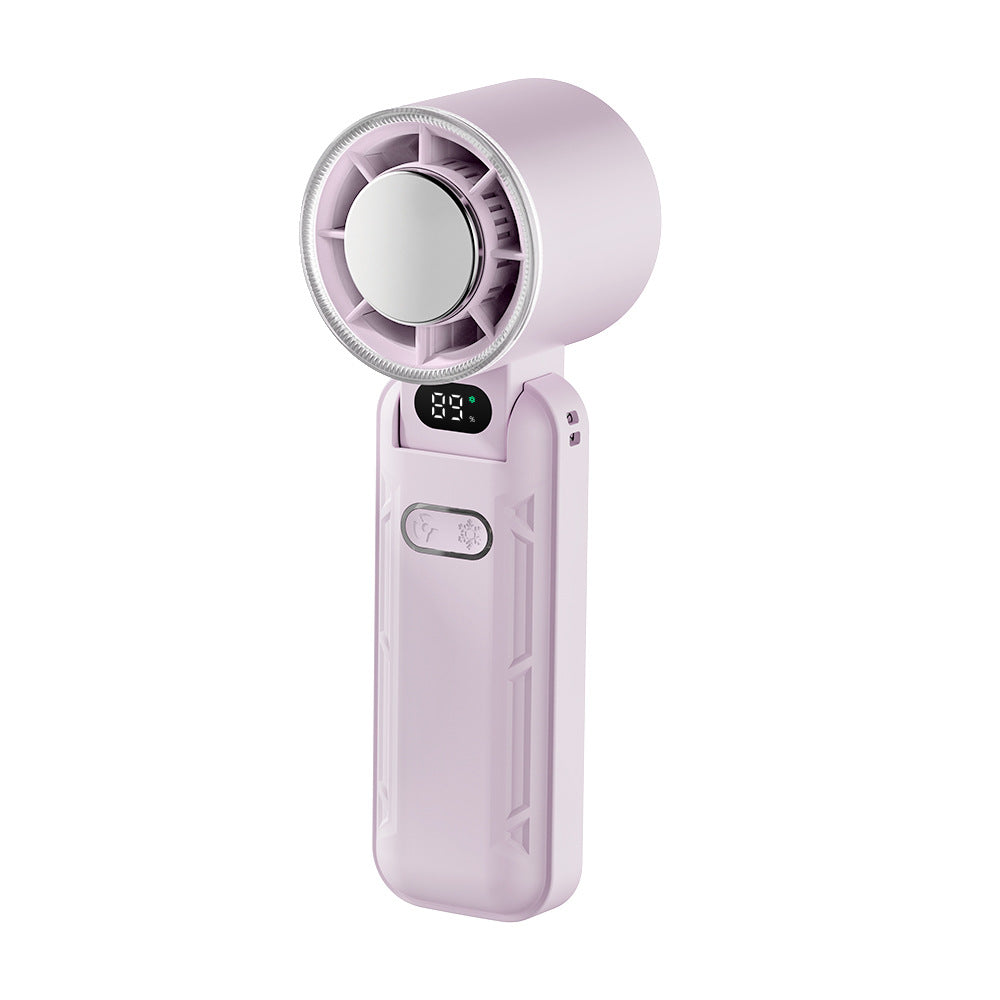 Foldable Rechargeable Outdoor Digital Display Ice Cooling Handheld Fan