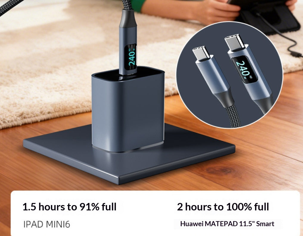 Type-C 240W PD Fast-Charging Data Cable With Digital Display
