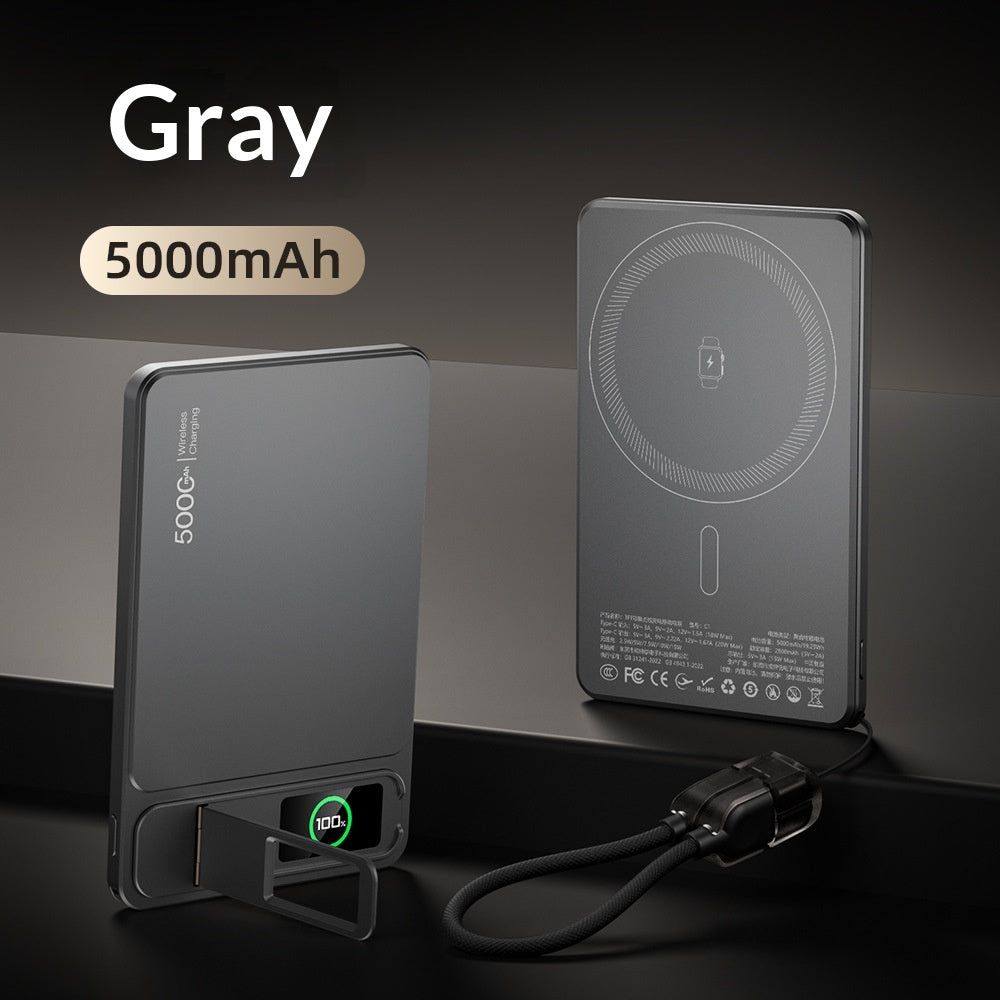 Ultra-thin External Battery With Color Screen Stand And Wireless Magnetic Charging