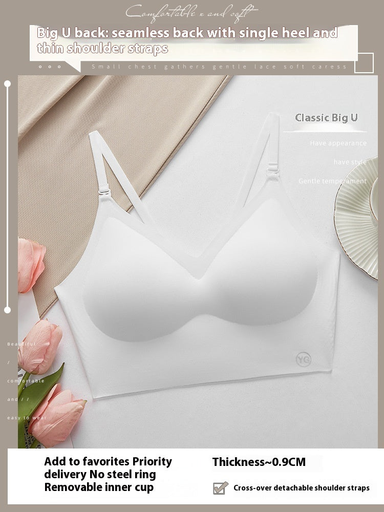 U-shaped Beauty Back Underwear Women's Small Chest Push-up Strap Chest Pad Backless Bra