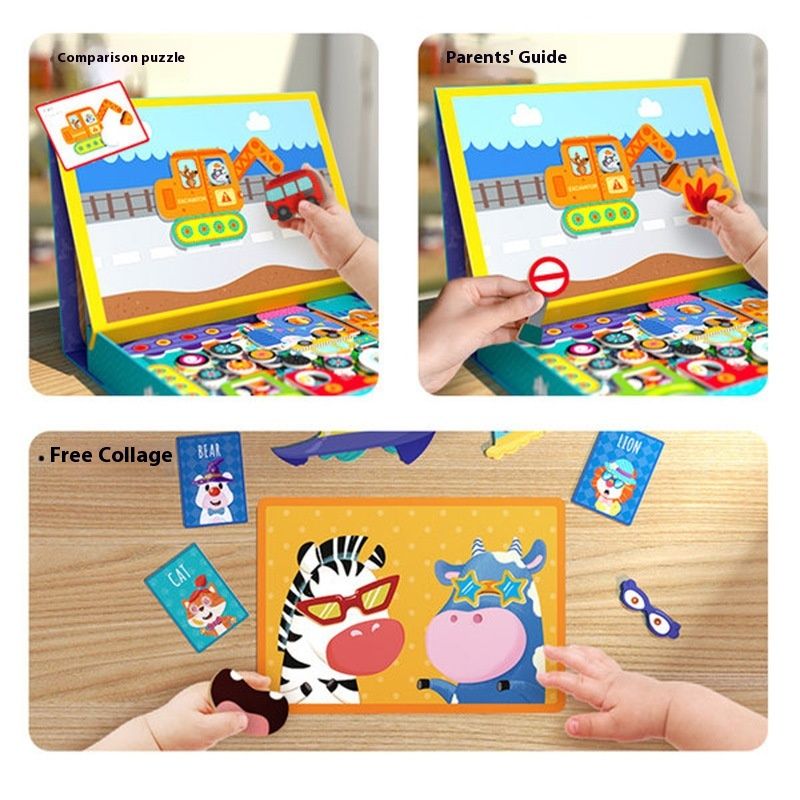 Magnetic Puzzle Children's Puzzle Magnetic Stickers Toys Wooden