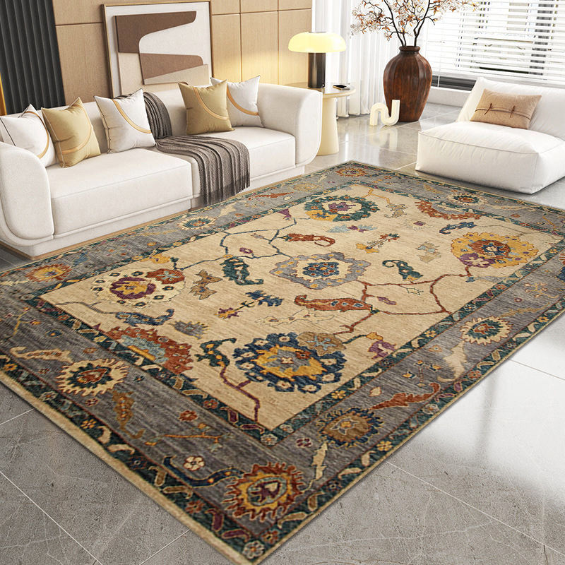 Persian Style Crystal Velvet Carpet Easy To Care Living Room Sofa Cover