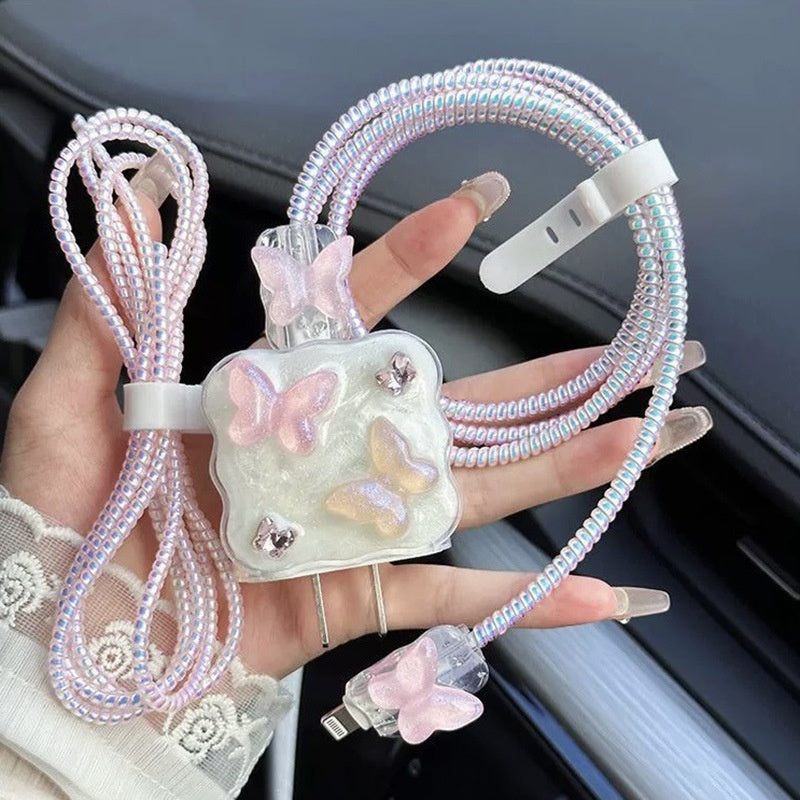 Epoxy Butterfly Wave Charging Plug USB Cable Protection Sleeve