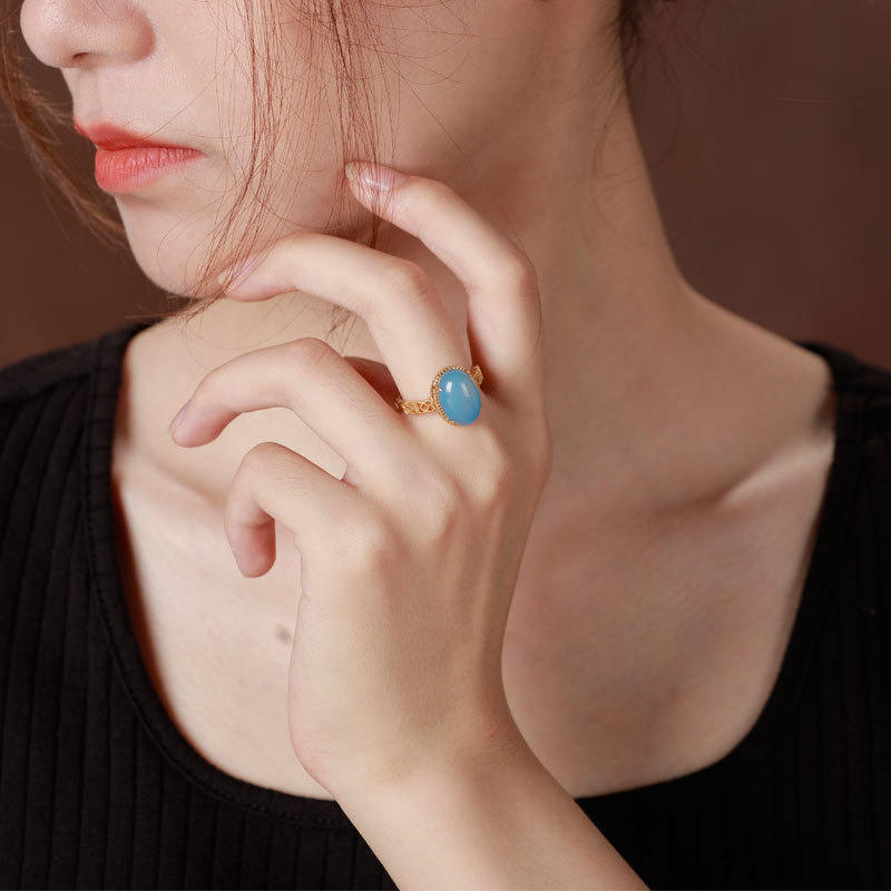 Ring Ancient Han Chinese Clothing Accessories Chalcedony Vintage