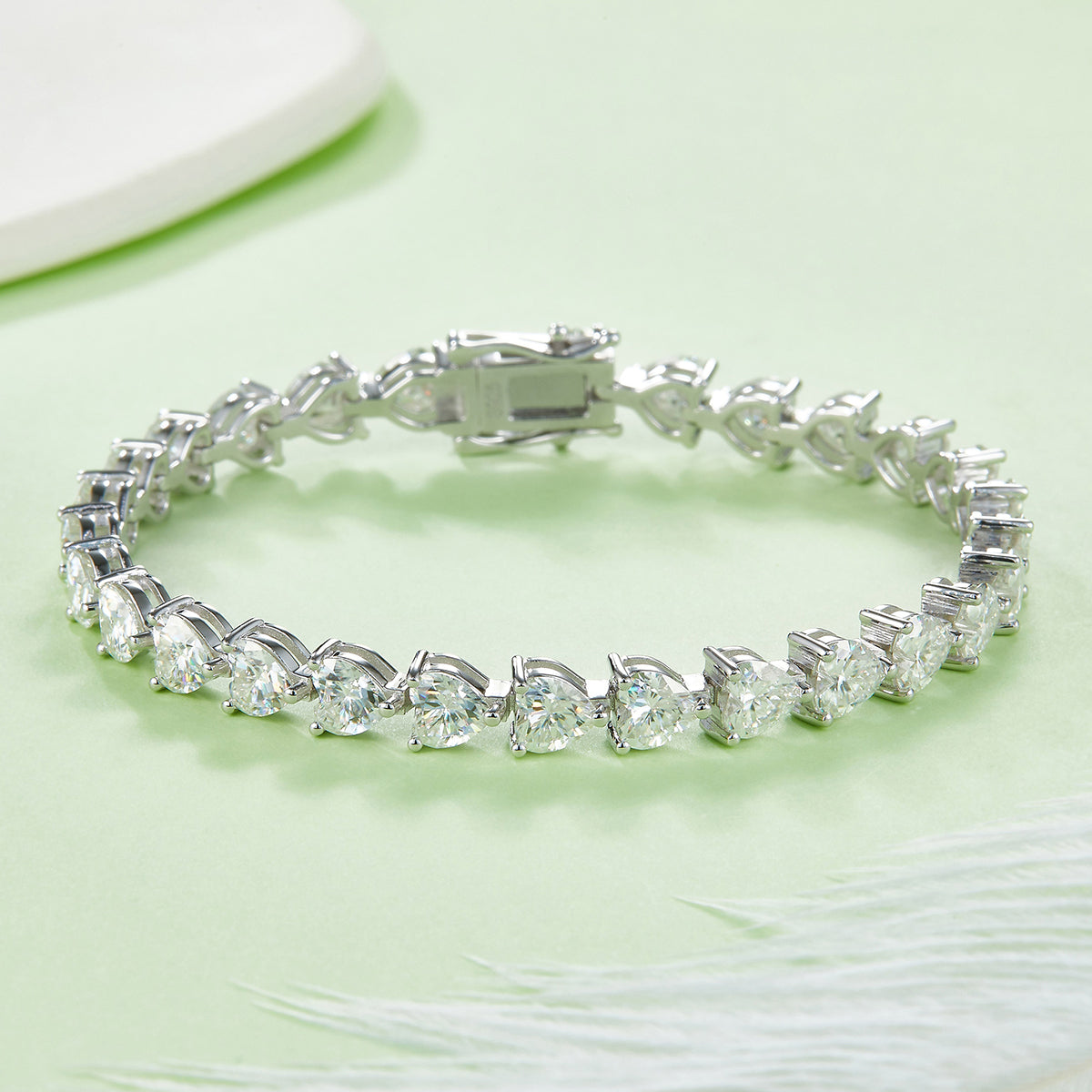 S925 Sterling Silver 5x5mm Heart Cut Moissanite Tennis Bracelet D Color VVS1 16-18-20cm Platinum Plated GRA Certified Gift Box
