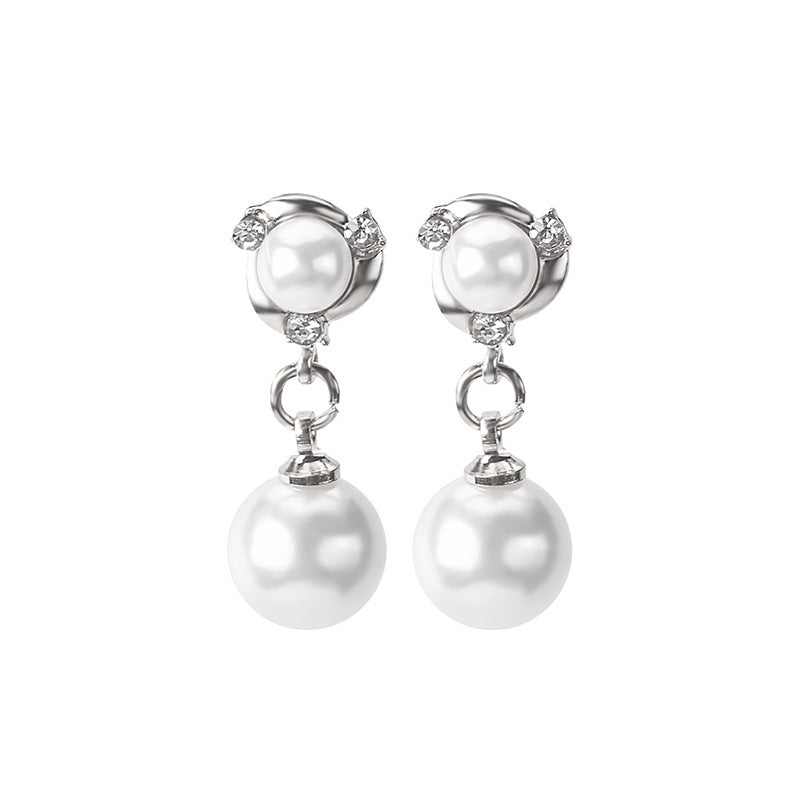 Korean-style Elegant Minimalist Ear Cuff For Women No Piercing Required Exquisite Diamond-Encrusted Pearl Earrings